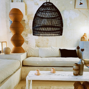 Rattan Hand-Woven Pendant <b>Light</b> Round E27 LED Bulb For Living Room Bedroom <b>Dining</b> Room Hotel Commercial Use - Product Image 3