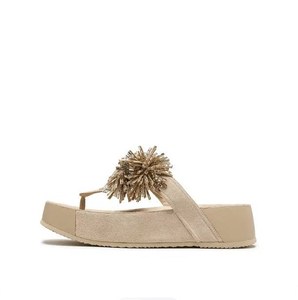 Sandalias de Verano con Pedrería y Diseño Retro, Punta Cuadrada, Suela Gruesa, de Gamuza Vacuna para <span class=keywords><strong>Mujer</strong></span> - Product Image 3
