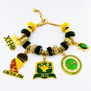 Zeta Phi Beta 1920 Dove ZOB Sorority European Style Beaded <strong>Charm</strong> <strong>Bracelet</strong> w Extend Closure and Lamp Work Glass <strong>Beads</strong> <strong>Bracelets</strong> - Product Image 4