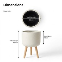 Pot de fleurs rond moderne en plastique avec pieds en bois, décoration de jardin intérieure et extérieure