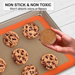 Orange Silicone <strong>Baking</strong> Mat with Reinforced Edge, Non-Stick, Heat Resistant, <strong>Easy</strong> to Clean - Product Image 4