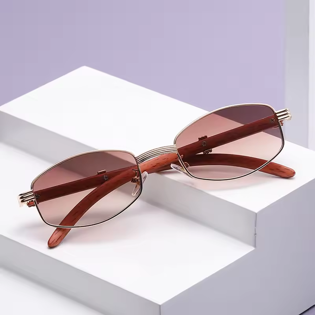 Retro Punk Luxury Metal Frame Sunglasses Stylish Rimless Unisex UV400 PC Lenses Gray/White/Yellow/Blue