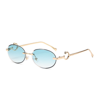 Lunettes de soleil sans monture en métal confortables pour femmes, verres PC, protection UV400, monture ovale, couleurs vert, bleu, rouge, jaune – Nouveauté 2025 – Ventes Flash