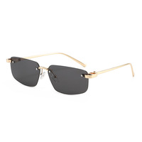 Nouvelles lunettes de soleil classiques de luxe tendance OEM ODM, sans monture, en métal, unisexes, avec logo personnalisé, vente en gros, pour femmes et hommes