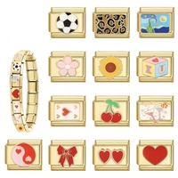 Module de bijoux italien DIY personnalisable, style rétro doré, pour bracelets et colliers, accessoires exquis, pour le marché international