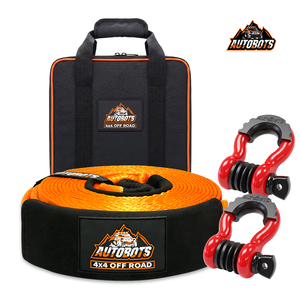 Kit de récupération tout-terrain professionnel AUTOBOTS, sangle de remorquage 3 po <span class=keywords><strong>x</strong></span> 20 pi et manilles à anneau en D 4,75 T pour camion, SUV, VTT - Product Image 1
