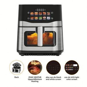 Friteuses à air numériques grande capacité 9,0 L et 10,5 L en acier inoxydable, friteuse à air intelligente avec fenêtre de visualisation et écran couleur - Product Image 2