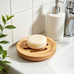 Jabonera Redonda de Bambú Ecológica y Duradera al por Mayor con Diseño Moderno para Ducha y Baño - Product Image 1