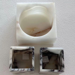 Stonekoc bianco pietra di onice Calacatta in marmo viola pietra naturale vuoto portacandele tazze vasetto ambiente Vintage ornamento - Product Image 1