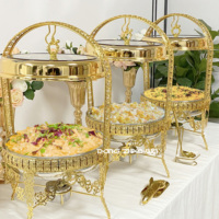 Plat de service en acier inoxydable doré, chauffe-plat de buffet pour restaurant et événements, modèle suspendu, le plus vendu