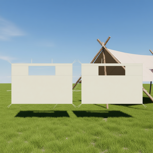 Paredes laterales para gazebo de 2 piezas color crema con ventanas, accesorios para tiendas de campaña de tela Oxford, uso en verano - Product Image 2