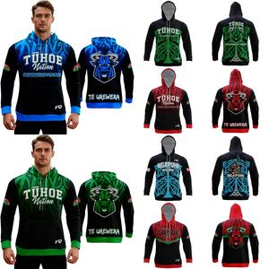 Sweat-shirts tribaux maoris personnalisés FQ Impression par sublimation Tatouage <span class=keywords><strong>maori</strong></span> Manches longues Pull Tuhoe en polyester avec poche avant - Product Image 1