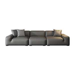 Sofá de Salón Estilo Italiano en Forma de L, Tapizado en Cuero, Edición Minimalista de Diseño para Apartamentos Pequeños, Uso Doméstico - Product Image 4