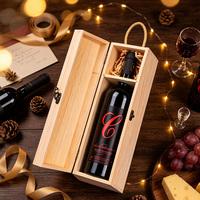 Caixa de Presente de Vinho de Madeira Personalizada com Alça de Corda Trançada e Embalagem Vintage, Ideal para Casamentos e Festas