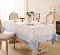 Nappe à bordure bicolore faite à la main, décoration de table moderne et élégante, mélange de lin et de coton, taille personnalisée, écologique, durable