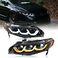 Faro Delantero LED para Coche de Estilo Nuevo Auto-y para Honda Civic 2006-10, Faros Delanteros LED de Triple Ojo Modificados para Accesorios de Coche Honda Civic