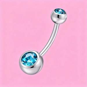 Clous de <span class=keywords><strong>piercing</strong></span> pour <span class=keywords><strong>nombril</strong></span> à double pression bon marché, pierres Belez, vente en gros d'usine, acier inoxydable, couleurs de pierres, bijoux pour le corps - Product Image 5