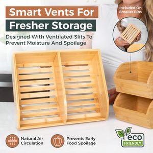 Contenedor Apilable de Bambú FSC para Almacenamiento de Alimentos, Organizador de Despensa, Cesta para Frutas con Asa para Encimera de Cocina, Frutas y Verduras - Product Image 5