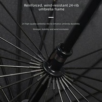Parapluie automatique pour hommes d'affaires à 24 baleines, manche long droit, résistant aux intempéries, vente en gros, logo personnalisable