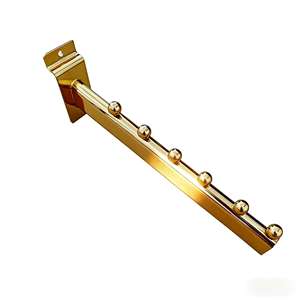 Porte-vêtements mural doré brillant avec 6 crochets ronds <span class=keywords><strong>pour</strong></span> présentation en magasin - Product Image 3