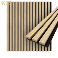 Panneau insonorisé de placage enveloppé ignifuge écologique à 3 côtés Panneaux acoustiques à lattes en bois Akupanel Insonorisation