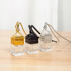 8ML square transparent gold and silver black car perfume bottle liquid scents car perfume diffuser bottle car