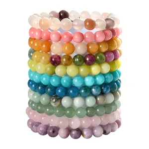 Cross-border hot-selling natural stone bead bracelet, agate bead crystal beryl bracelet, unisex jewelry.