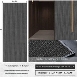Panel de Porcelana Flexible de 4mm de Grosor, Moderno, <span class=keywords><strong>para</strong></span> Comedor, Centro Comercial, Escuela, Imitación de <span class=keywords><strong>Piedra</strong></span>, Textura <span class=keywords><strong>para</strong></span> Paredes Interiores y Exteriores - Product Image 5