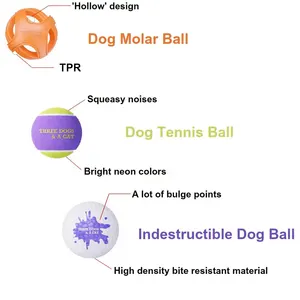GIGWI हॉलो पॉप टेनिस बॉल बाउंसिंग 3पीसी/पैक संयोजन पालतू कुत्ता चबाने वाला खिलौना बॉल सेट कुत्तों के लिए