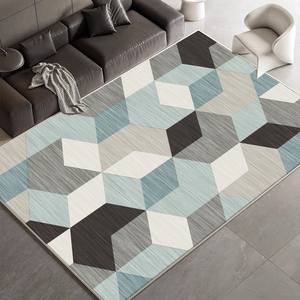 พรมพื้นที่ลายเรขาคณิตสไตล์นอร์ดิก รูปทรงสี่เหลี่ยมผืนผ้า ใยโพลีเอสเตอร์ ตกแต่งบ้าน ห้องนั่งเล่น ห้องนอน พรมปูพื้นโซฟา H-025-14 - Product Image 3