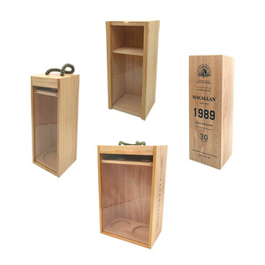Caja de Vino de Madera Maciza de Pino, para Una o Dos Botellas, Embalaje de Exhibición, Hecha a Mano, con Logotipo Personalizado Disponible - Product Image 1