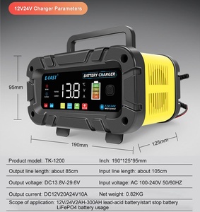 เครื่องชาร์จแบตเตอรี่อัจฉริยะอเนกประสงค์20A 12V 24V สำหรับตะกั่วกรด Lifepo4แบตเตอรี่เจล EFB เครื่องชาร์จแบตเตอรี่พลังงานสูงหน้าจอสี - Product Image 6