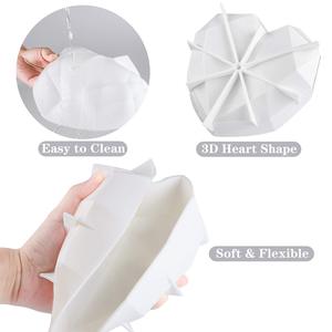 Moldes <span class=keywords><strong>De</strong></span> Silicona Blanco DIY Breakable <span class=keywords><strong>3D</strong></span> Corazón Diamante Forma Silicona Mousse Cake Mold - Product Image 5