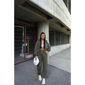 Conjunto de Pantalones Color Caqui con Detalle de Cremallera para Mujer - Product Image 3