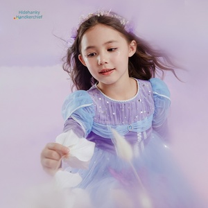 Hidehanky <strong>Kids</strong> Girls Princess <strong>Dress</strong> Purple Velvet Long Sleeve 5 Layers Tulle Star Moon Foil <strong>for</strong> Birthday Party Wholesale Factory - Product Image 2