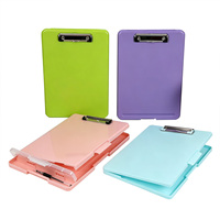 Caja de Almacenamiento de Plástico A4, Portapapeles Color Macaron con Ranura para Bolígrafo, Estuche para Guardar Documentos para Estudiantes, Enfermeras y Oficinas