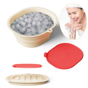 Tazón de Silicona Plegable para Baño Facial con Bandeja de Hielo Integrada, Lavabo Facial para Alivio del Acné, Terapia de Frío para Reafirmar la Piel - Product Image 1