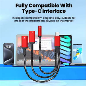 PD 60W Type C à Double Type C 3.5mm <span class=keywords><strong>Casque</strong></span> et Chargeur Adaptateur 3 en 1 USB C vers AUX Audio Jack Dongle Câble pour <span class=keywords><strong>Samsung</strong></span> Phone16 - Product Image 4