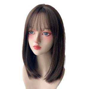 Hermosa Peluca Larga y Lisa para Mujer, Color Castaño Oscuro, Hasta la Clavícula, Cabello Humano Sintético, Uso General - Product Image 5
