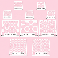 Pochoir hexagonal en PET pour peinture DIY et décoration murale, modèle blanc