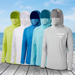 Unisex UPF 50 Fishing UV <b>Hoodie</b> <b>Lightweight</b> Breathable Anti-UV Polyester Long Sleeve Sun Protection Shirt Solid Color Front Logo - Product Image 4