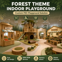 Parque Infantil Interior para Niños con Centro de Juegos Temático de Pueblo Forestal, Tobogán en Espiral y Tiendas de Mercado para Centros de Juego Infantiles
