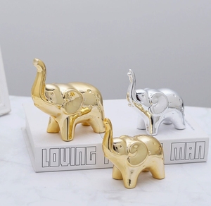 Ornamenti artigianali in oro statuetta di piccoli animali graziosi placcatura in ceramica elefante casa ufficio arredamento tavolo da salotto - Product Image 3