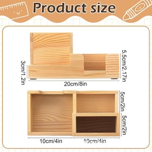 Wooden Stationery Storage Box Multi Compartment <b>Desk</b> Organizer <b>Solid</b> <b>Wood</b> Pen Holder Memo Clip Office Supplies Organizer - Product Image 5