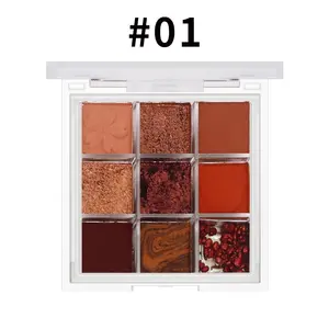 2022 Nieuwste Lage Moq Helder Oppervlak Hoge Gepigmenteerde Schoonheid Geglazuurd 9 Pan Make Custom Logo Eyeshadow Palette