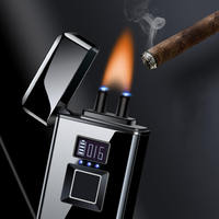 KY Métal Extérieur Coupe-Vent Plasma Usb Briquet Détection D'empreintes Digitales Intelligent Rechargeable Briquet Électrique pour Cigare