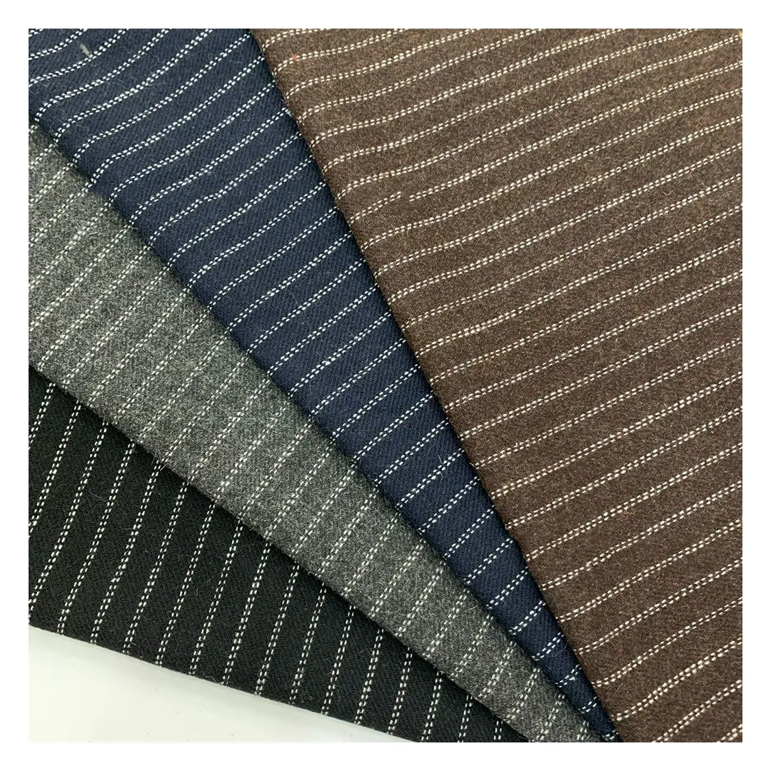 Custom Design Polyester Wool Stripe Woven Soft Metallic Fancy Yarn Dyed Tweed Fabric for Women Clothing