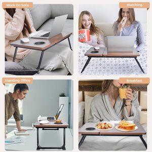 Mesa De Bandeja De Cama Dobrável Multifuncional Ajustável Mesa De Mesa De Colo De Bambu Mesa De Madeira Portátil Portátil para a Cama - Product Image 6