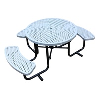 Mesa de picnic para Discapacitados de metal perforado redondo comercial para exteriores con Banco Muebles de Jardín mesa de comedor de acero para patio exterior
