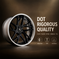 عجلات سوداء ثلاثية القطع من نوع Twin-V مقاس 21x11 5x120 ET30 مصنوعة من سبيكة 6061 T6 مخصصة بتصميم عميق لسيارات أكيورا
